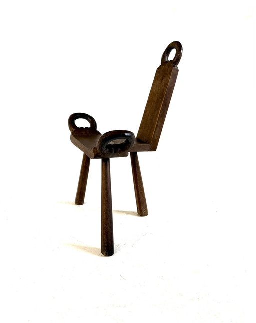 Vintage tripod Brutalist stool '60