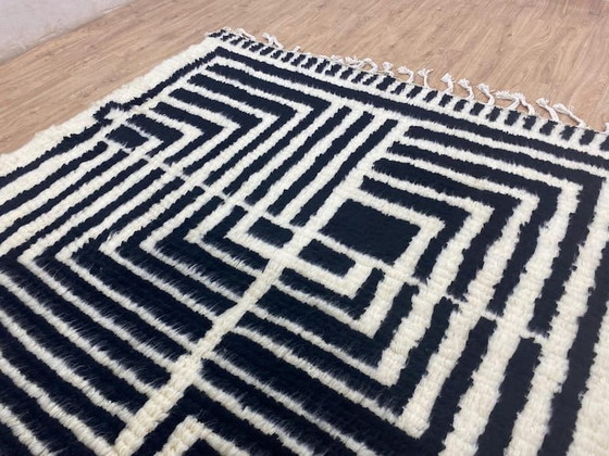 Traditioneel handgeweven Berberkleed, zwart-wit, maat 3/3 meter – Accupunto, Vloerkleden en tapijten, Wool (photo 8 of 9)