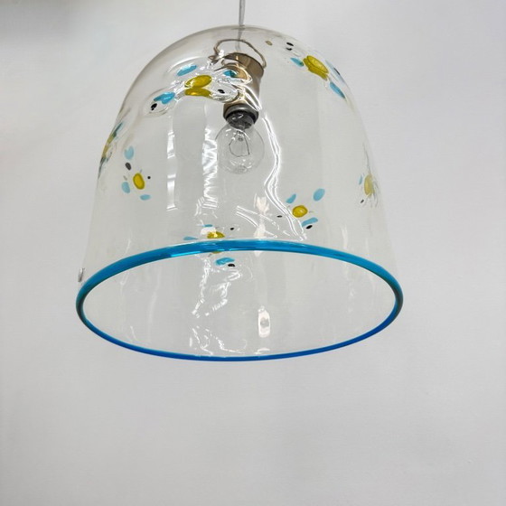 Image 1 of Mid-century design La Murrina glass hanging lamp flowers , 1970s , Italy