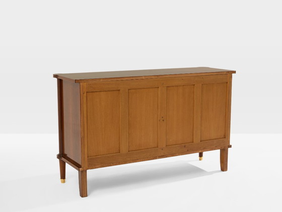 Jules Leleu two doors cabinet rosewood marquetry 1940, Sideboard, Brass, Brown, Vintage (photo 10 of 13)