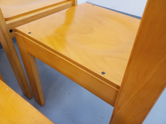 Image 1 of Set of 6 minimalist vintage beechwood chairs from the 70s and 80s