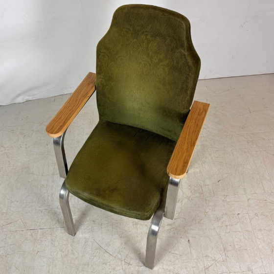 Image 1 of Brutalista Green Oak Armchair, 1960s
