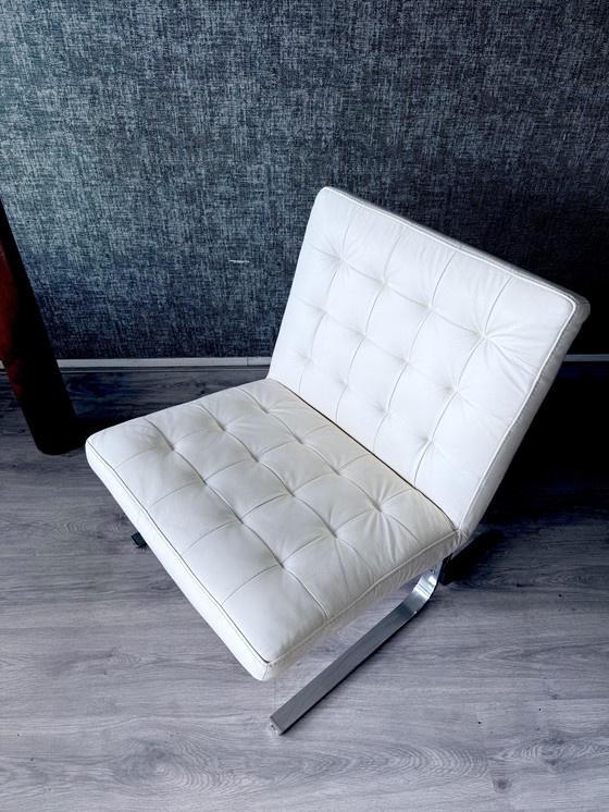 Image 1 of Vintage Italian Lounge Chair in White Leather, 1970s