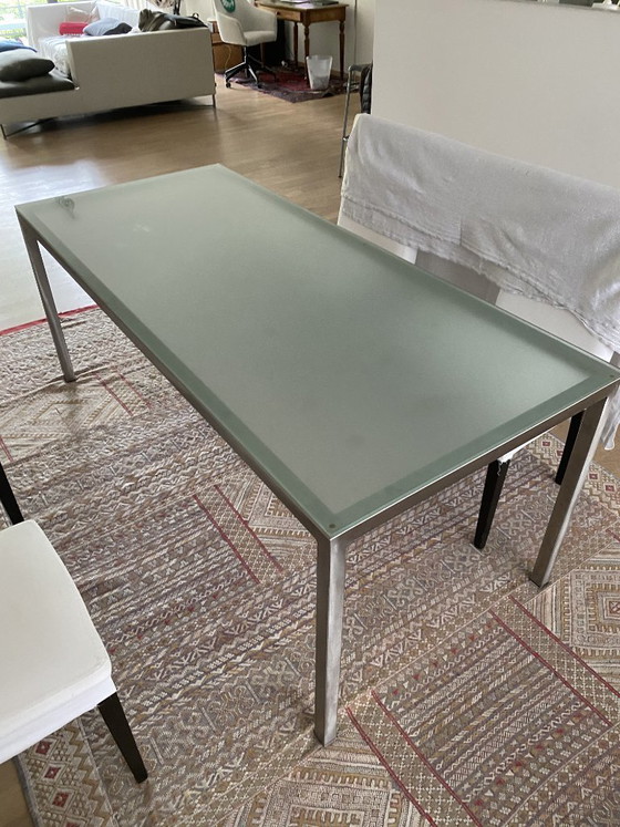 Image 1 of Table design The Conran Shop Paris — verre dépoli et métal brossé
