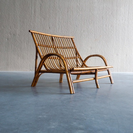 Mid-Century Rattan & Bamboo Two-Seater Lounge Sofa – 2 seaters (photo 3 of 18)