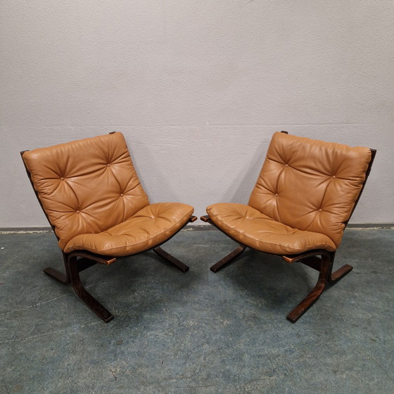 Image 1 of Set Ingmar Relling Siësta Chair Sedie Poltrona vintage in pelle cognac Westnova anni '60/'70