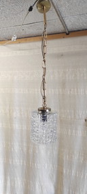 Glass and gilt metal pendant light - mid-20th century