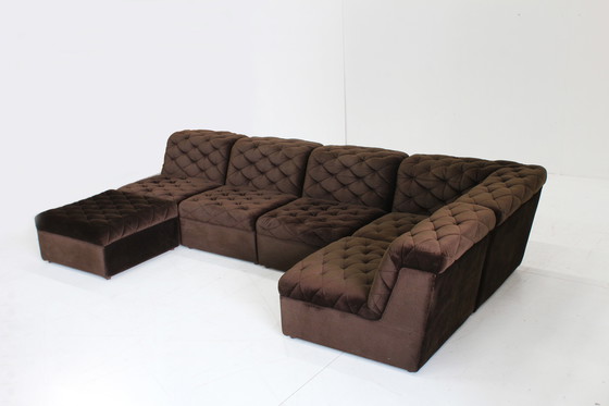 Image 1 of Vintage modular elements sofa velour brown 1970s