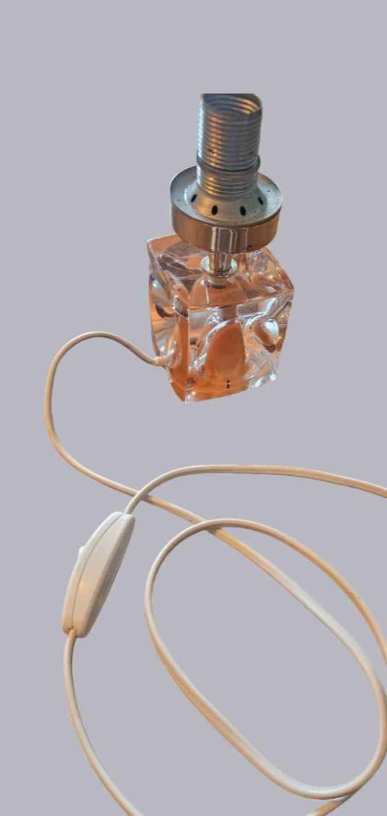 Image 1 of Vintage Space Age Lamp Base – Orange Glass Cube – 1970s