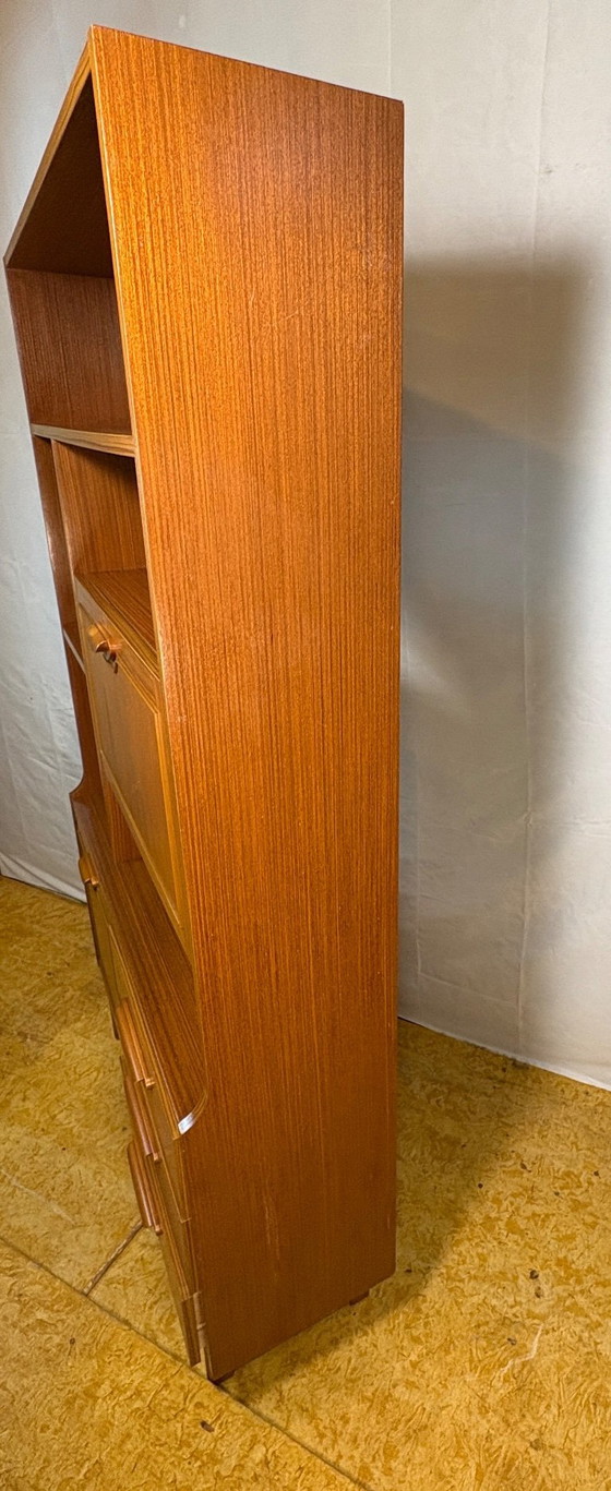 Image 1 of Mid-Century Retro Vintage Room Divider / Shelving Unit by Stonehill – Stateroom Range 1970s  Cocktail Flap • Drawers • Statement