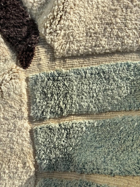 Image 1 of Moroccan Modern Rug 200x300 cm – Handmade Wool Berber Rug – White Textured Geometric Design – Modern Minimal Area Rug