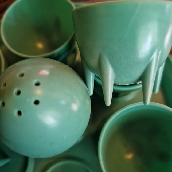 Image 1 of Juego de hueveras de baquelita años 50 juego de hueveras verde menta años 50