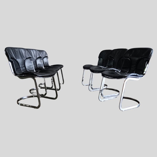 Willy Rizzo set van 6 midcentury stoelen