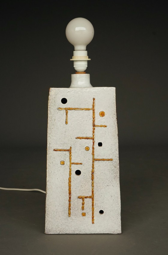 Mid-Century Ceramic Table Lamp With Abstract Design, 1970s (photo 13 of 16)