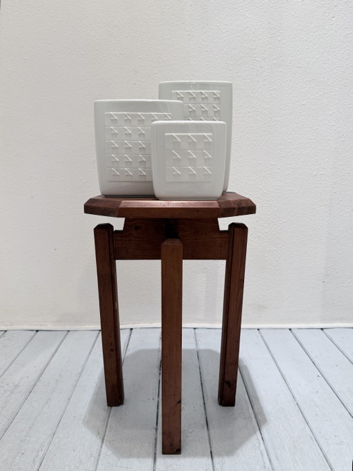 Vintage Hutschenreuther Porzellan Relief Vasen – 3er Set – Top Zustand