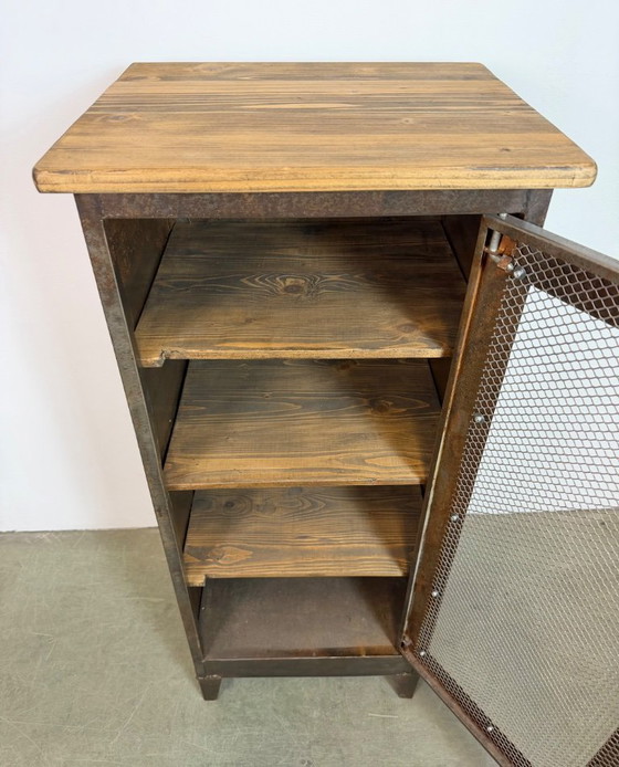 Image 1 of Industrial Iron Cabinet with Mesh Door, 1960s