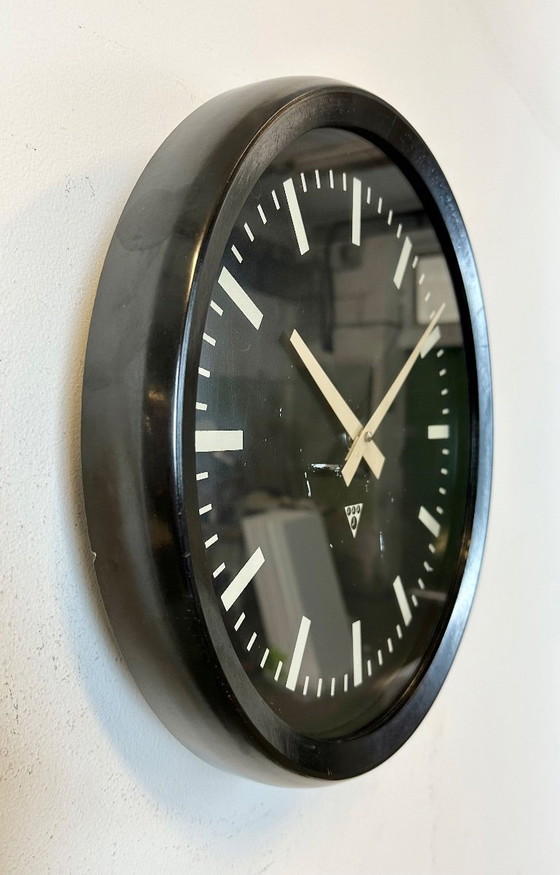 Image 1 of Industrial Bakelite Factory Wall Clock from Pragotron, 1970s