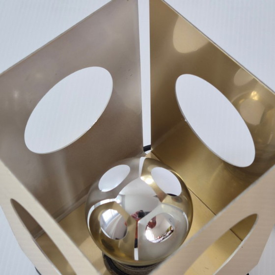 Image 1 of Vintage tafellamp uit de jaren 60 van verguld metaal, jaren 60 Space Age, jaren 60