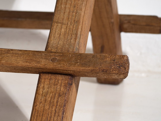 Antique dining table in X shape (c.1920) #16, Wood, Brown, Rustic (photo 45 of 48)