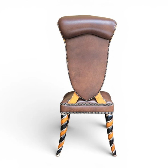 4 x Sedia in pelle mai vista prima / Anni '80 – Poltrone relax, Leather (photo 5 of 15)