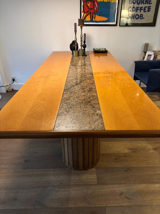 Design table Draenert model 2020 Cherry Vorland, granite & cherry wood, double legs