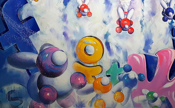Original Oil Painting Pop Art Symbolism Intervention, Paintings & Drawings, Canvas, Other, Blue (photo 6 of 7)