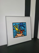 Stampa artistica di Keith Haring degli anni '80.