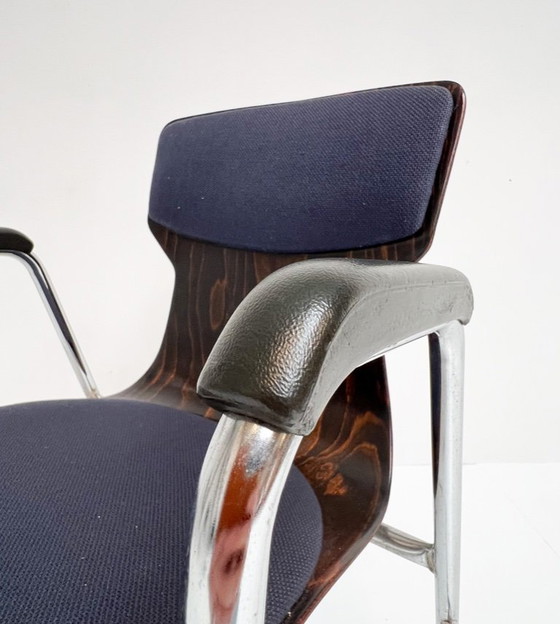 Image 1 of Satz von 6 gepolsterten Eromes Pagholz-Stühlen, 1960er Jahre