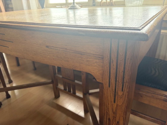 Image 1 of Art Deco dining set with 6 solid chairs