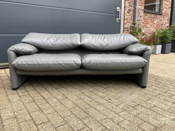 Image 1 of Cassina Maralunga 2,5-Sitzer in original grauem Pelle-Leder, SINGLE!
