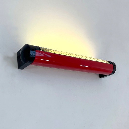 Rote Neon Wandleuchte von Disano, 1980er Jahre