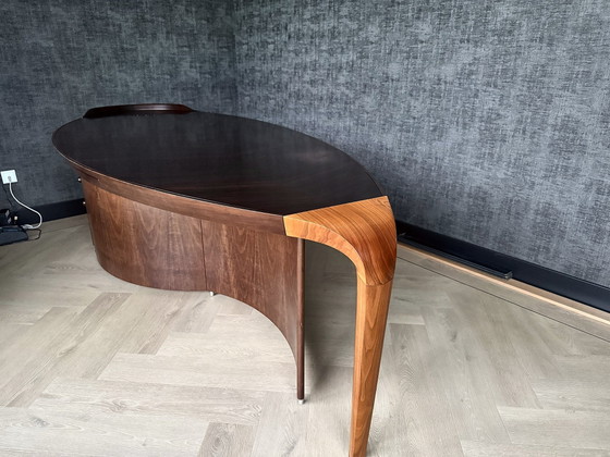 Giorgetti Erasmo Desk with two Genius armchairs in brown leather – Wood (photo 3 of 15)