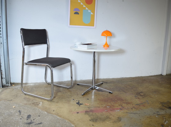 Image 1 of Table d'appoint ronde chromée style Space Age des années 1970