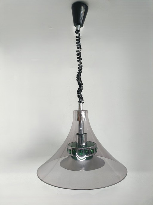 Rare Massive 1970s design pendant lamp (height adjustable)