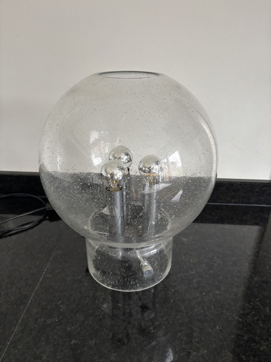 Vintage Glashütte Limburg Table Lamp Bubble Glass 1970s (photo 5 of 8)