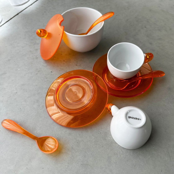 Image 1 of Guzzini Feeling Espresso Set –1980s Design in Porcelain and Lucite Plastic
