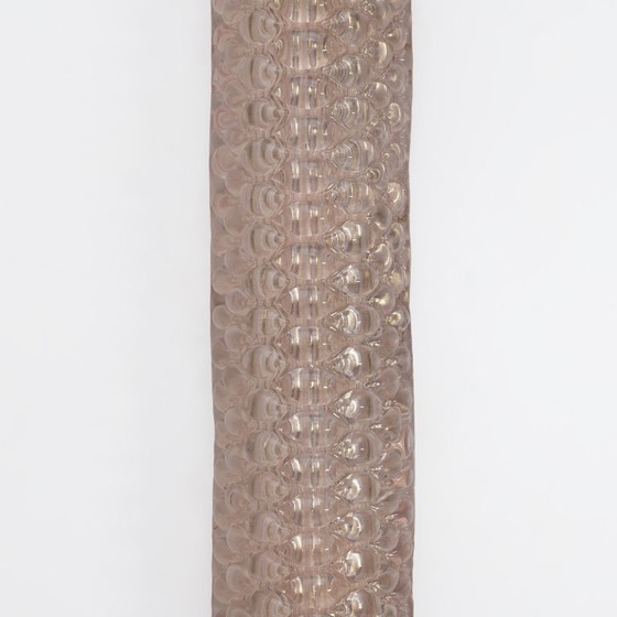 Image 1 of Coppia di applique da parete moderne in ottone italiano e vetro di Murano con texture rosa chiaro