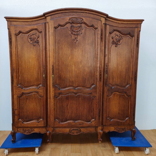 Vintage Antique French Oak Wardrobe Cabinet Dismantable
