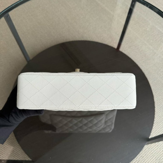 Image 1 of Chanel Classic Flap Small - Caviar 23CM Quilted White Light Gold Hardware Microchip