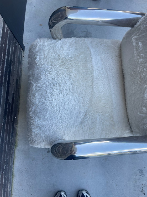 Silla mullida con detalles cromados., Sillones, Otro, Cromo, Crema (foto 8 de 8)