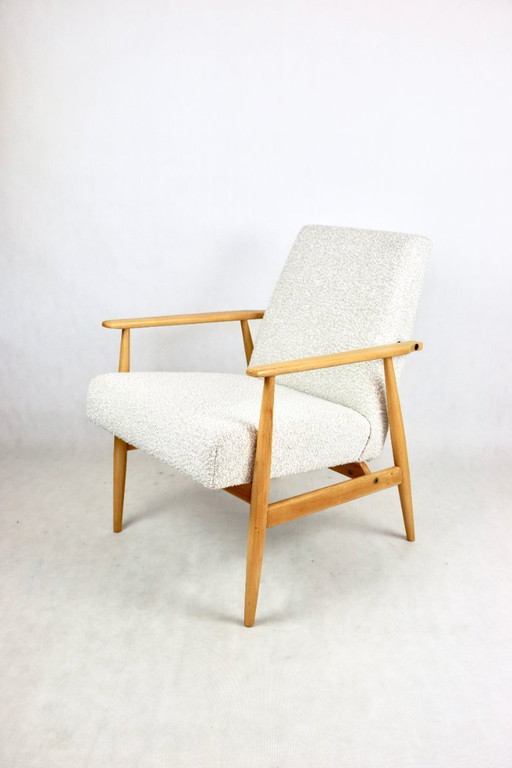 Chaise facile Fox en bouclette blanc ivoire, 1970