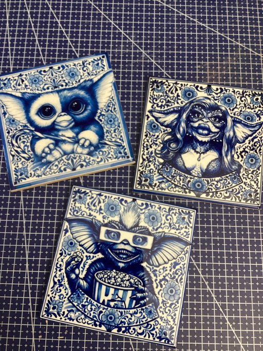 Decoratieve tegel 11x11x0,6 cm. Gremlins