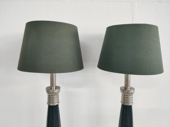 Beautiful Set of 60 cm Hollywood Regency/Neo Classic Art Deco Style Tall Vintage Table Lamps (Metal) (photo 6 of 18)