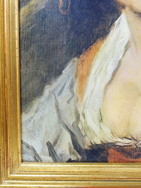 Image 1 of Large framed portrait reproduction "La Bohémienne" by Hals, by S.P.A.D.E.M