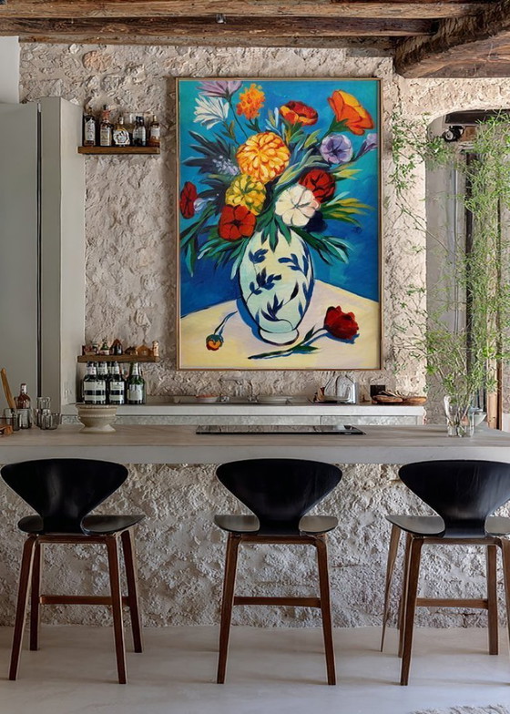 Image 1 of Acrylic painting by the artist E. García "Flores de campo" 100x70 cm