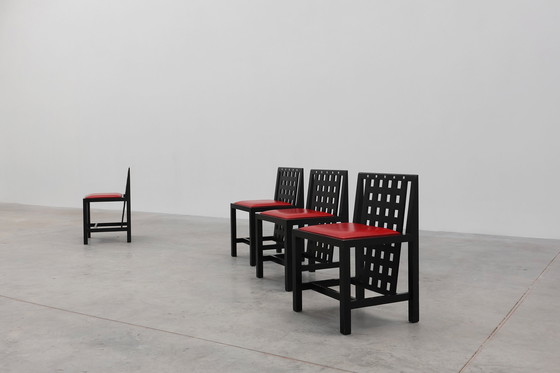 Image 1 of Ensemble de 4 chaises de salle à manger DS3 par Charles Rennie Mackintosh pour Atelier international, Italie, années 1970