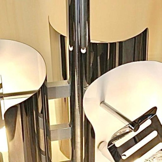 1x 1970s Space Age Chromed Pendant Lamp by AV Mazzega, Murano Glass, Chandeliers, Silver (photo 7 of 11)