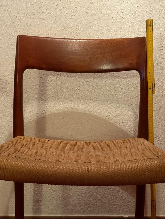 Image 1 of 5x Sillas de teca con mimbre Møller No. 77