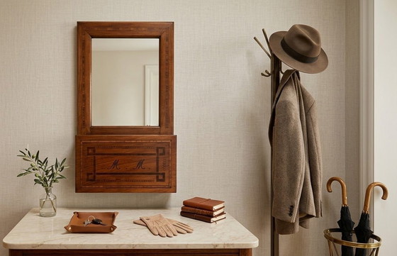 Specchio da parete antico con intarsi - Fine XIX secolo - Pezzo unico – Glass, Wood (photo 6 of 15)