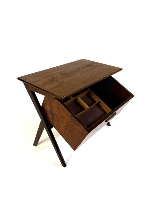 Image 1 of Vintage Danish Rosewood Sewing Box '60